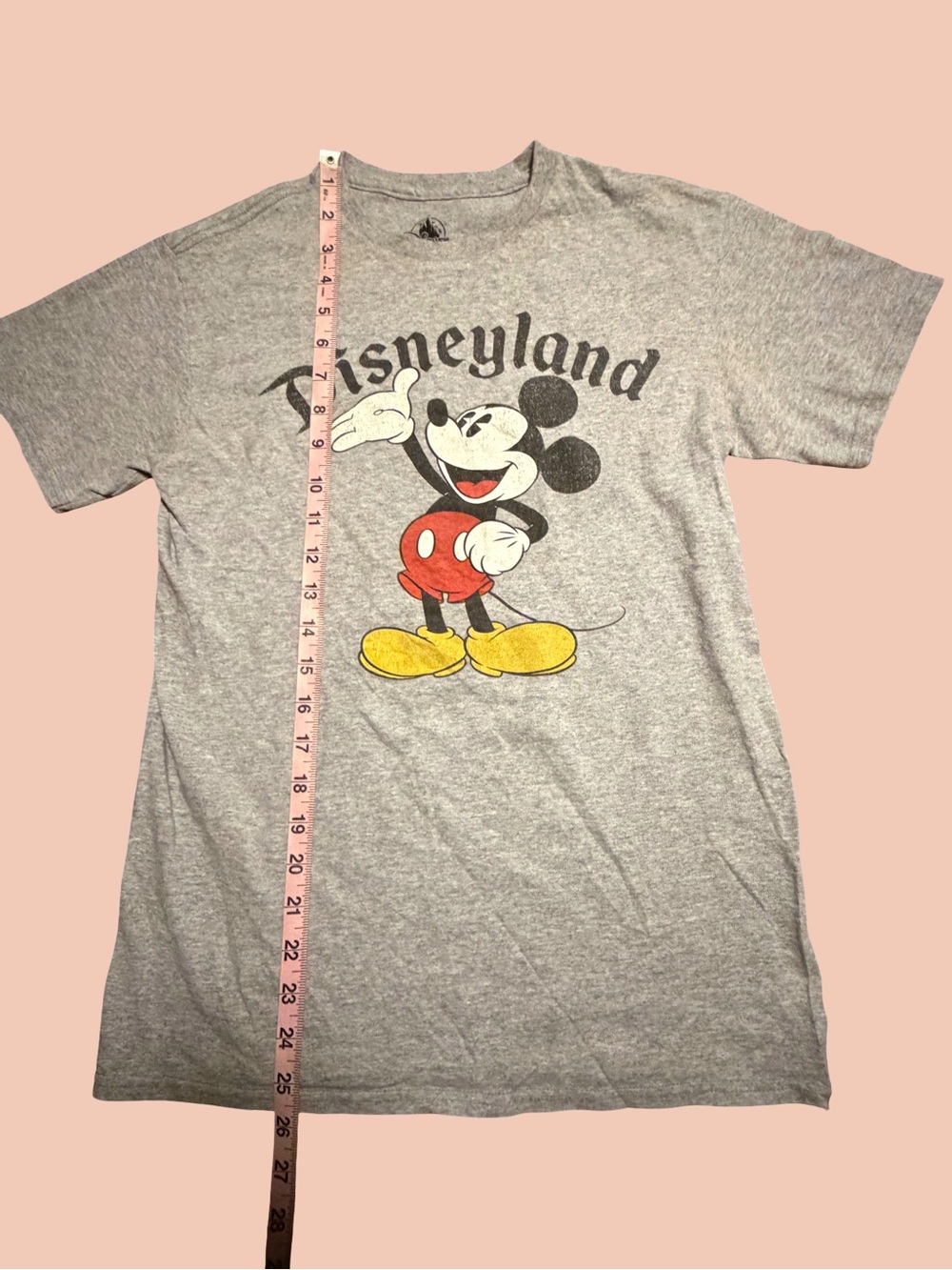 Disney Grey Mickey Mouse Disneyland Graphic Tee with Red and Yellow Accents
